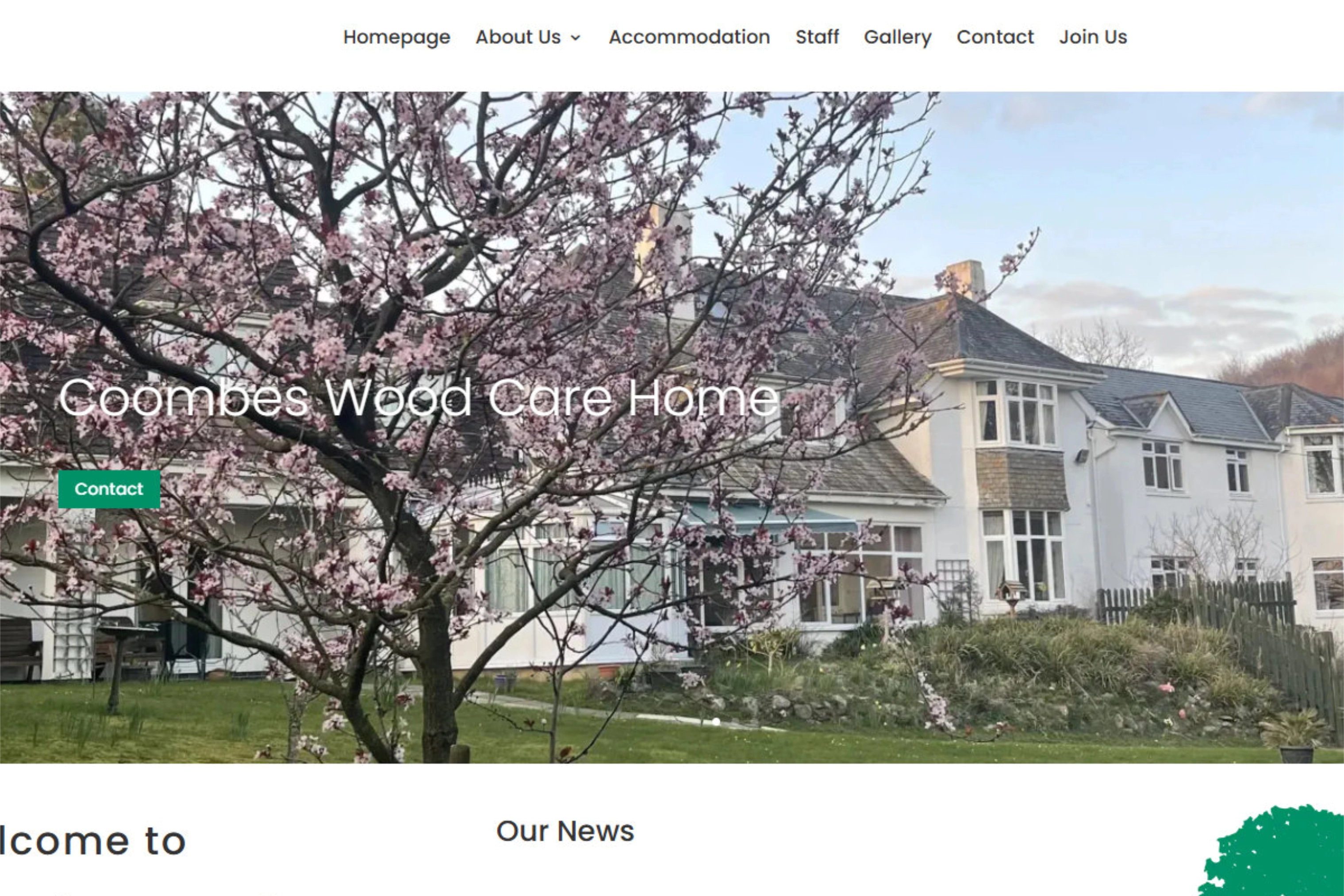 Coombes Wood House Care Home website screenshot