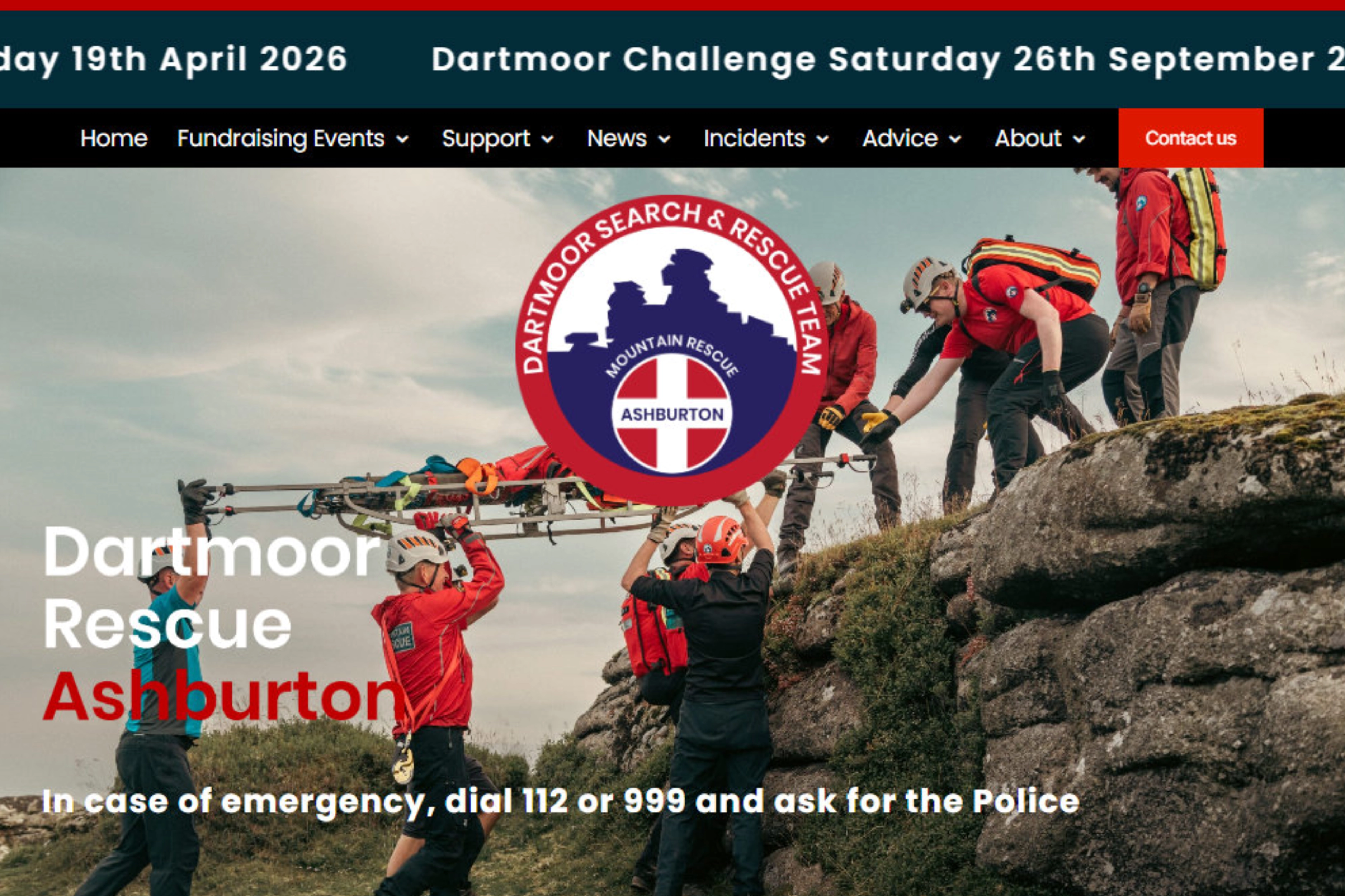 Dartmoor Search and Rescue Ashburton website screenshot