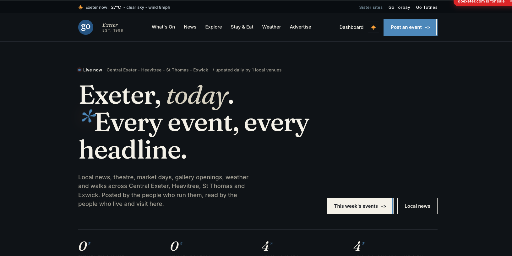 Screenshot of goexeter.com