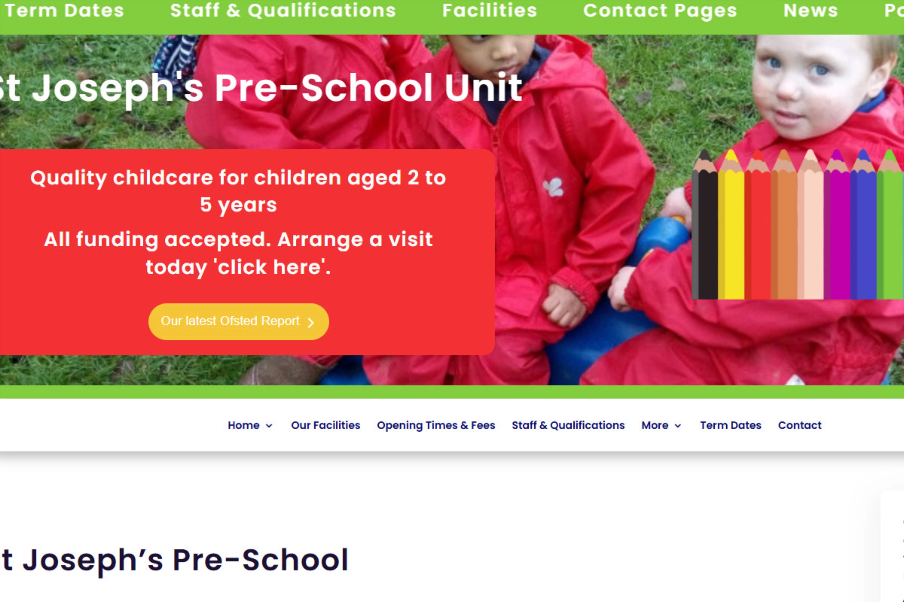 St Joseph's Pre-School website screenshot