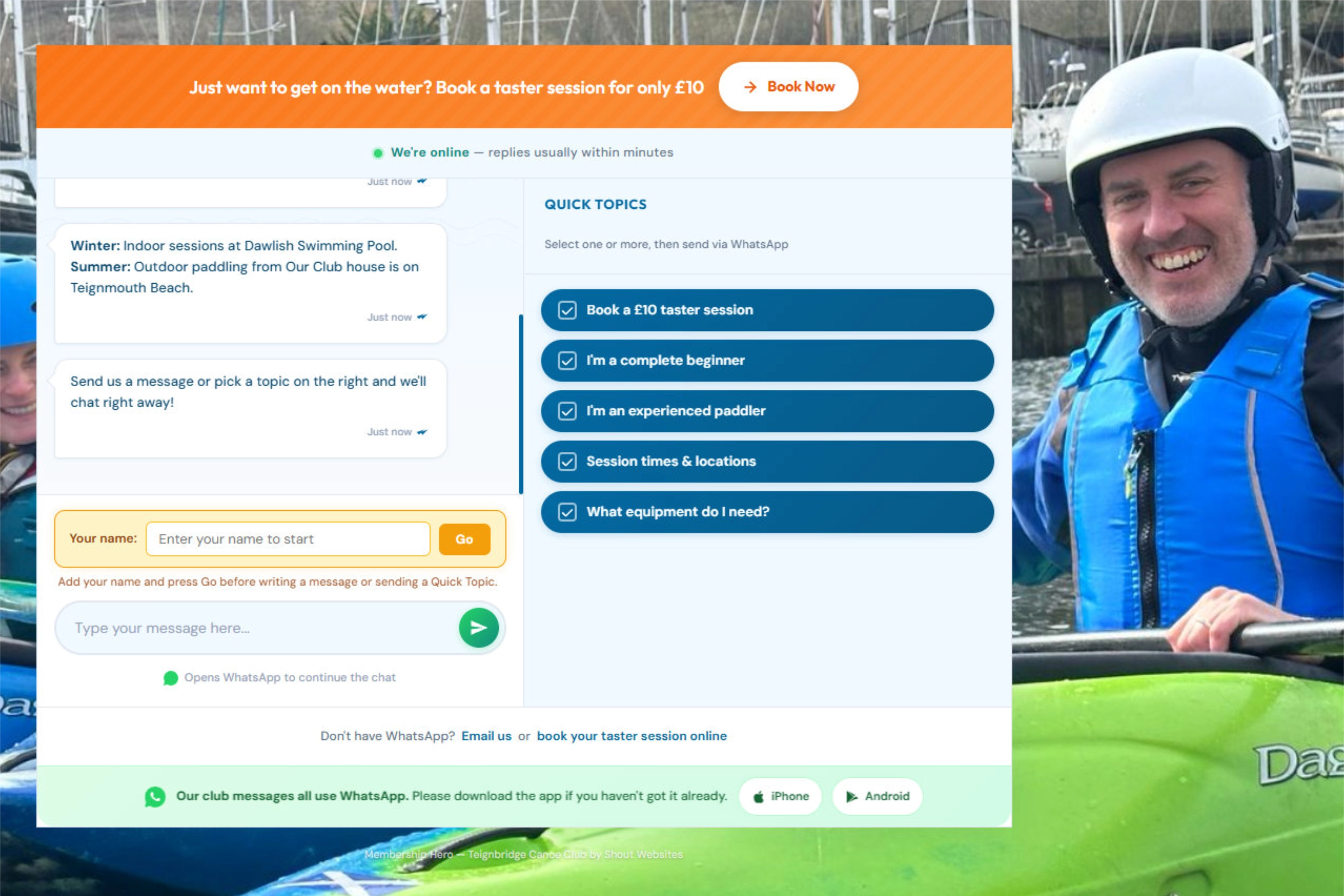 Teignbridge Canoe Club website screenshot